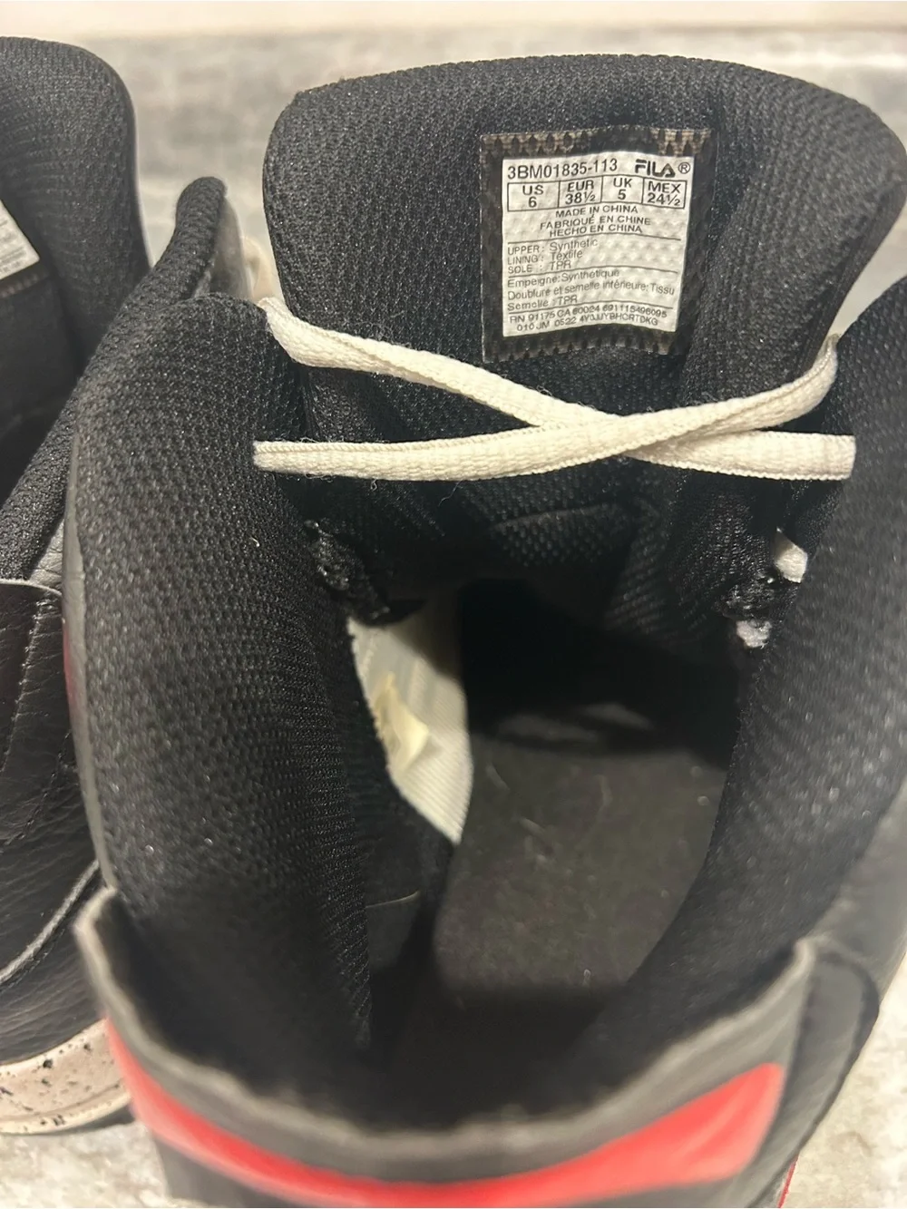 Fila Kids Black, White & Red High-Top Sneakers
